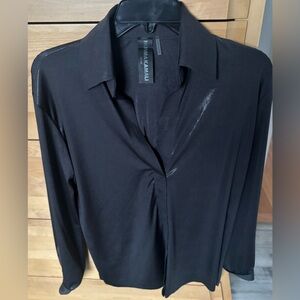 Norma Kamali Black 3/4 collared shiny Shirt